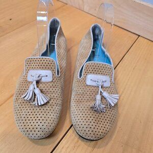 Thierry Rabotin Flats Suede Slip On Shoes Womens 38 Made in Italy Tan Leather